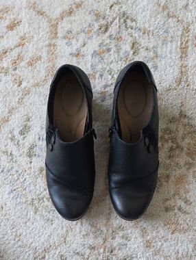Clarks Black Leather Ankle Booties